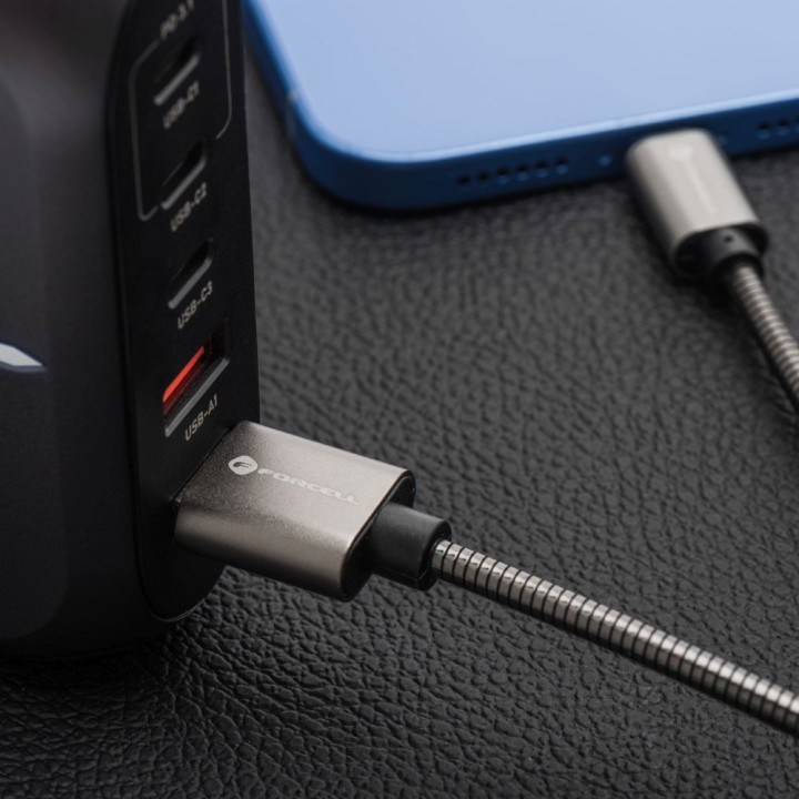 Кабель USB-C – USB-C Forcell F-Energy QC4.0 PD 3A 60W Метал 1 m C237 сріблястий