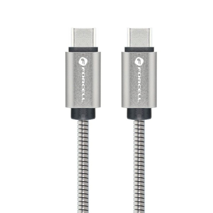 Кабель USB C — USB C Forcell F-Energy QC4.0 PD 3A 60W Metal 1 m C237 серебристый