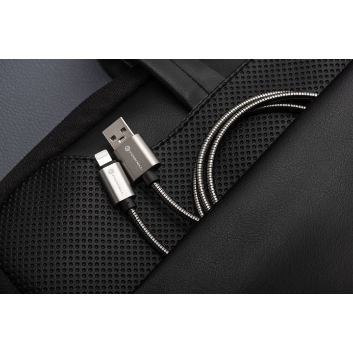 Кабель USB A — Lightning Forcell F-Energy 2,4A 12W Metal 1 m C236 сріблястий