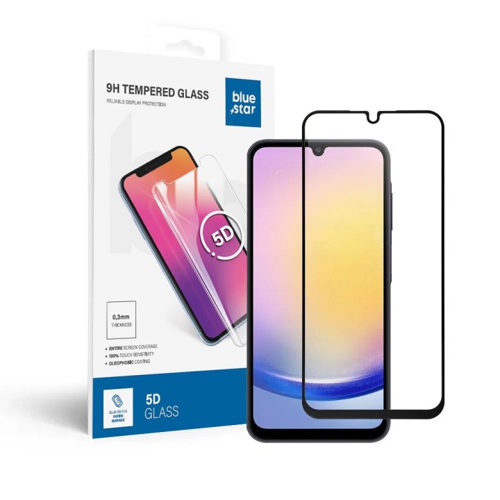 Tempered glass 5D for Samsung A25 5G (full glue / case friendly) Blue Star black