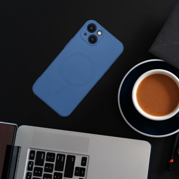 Case for iPhone 13 Silicone Mag Cover MagSafe compatible (camera protection) blue