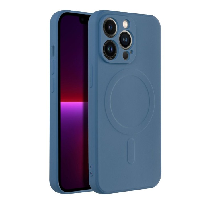 Case for iPhone 13 PRO Silicone Mag Cover compatible with MagSafe (camera protection) blue