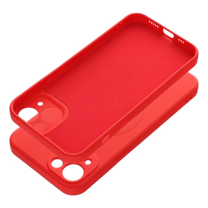Case for iPhone 13 Silicone Mag Cover compatible with MagSafe (camera protection) red