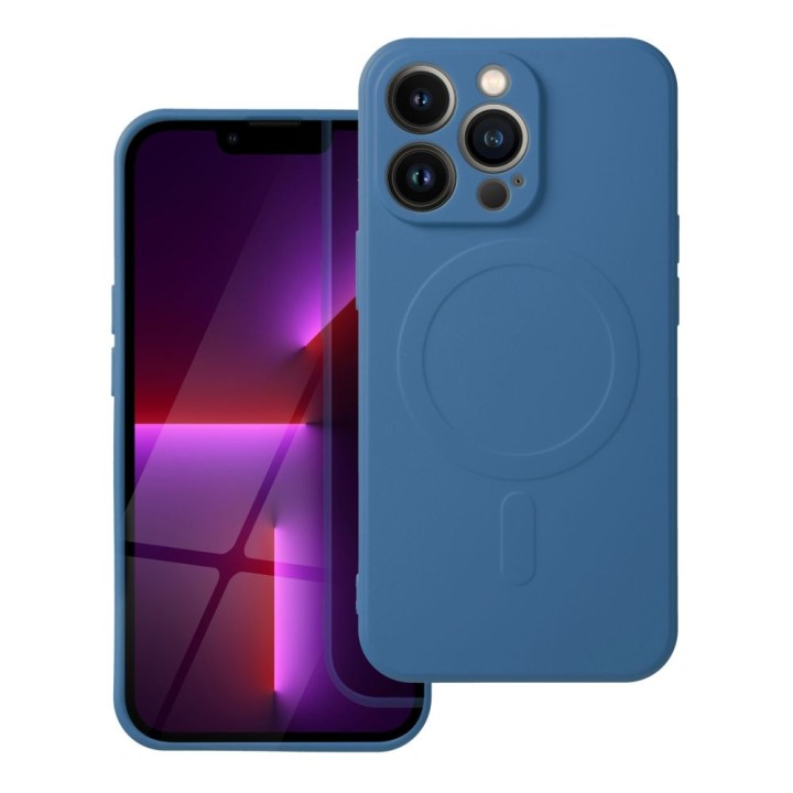 Case for iPhone 13 PRO Silicone Mag Cover compatible with MagSafe (camera protection) blue