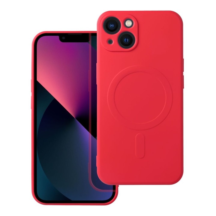 Case for iPhone 13 Silicone Mag Cover compatible with MagSafe (camera protection) red
