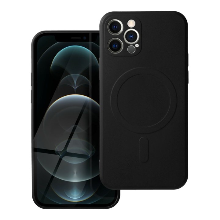 Case for iPhone 12 PRO Silicone Mag Cover compatible with MagSafe (camera protection) black