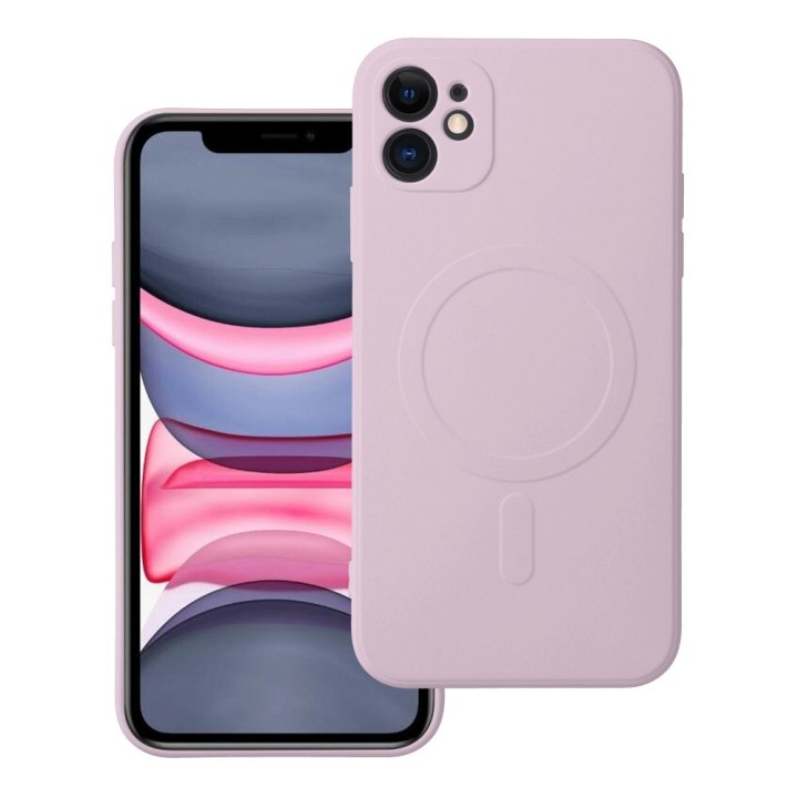 Case for iPhone 11 Silicone Mag Cover compatible with MagSafe (camera protection) pink