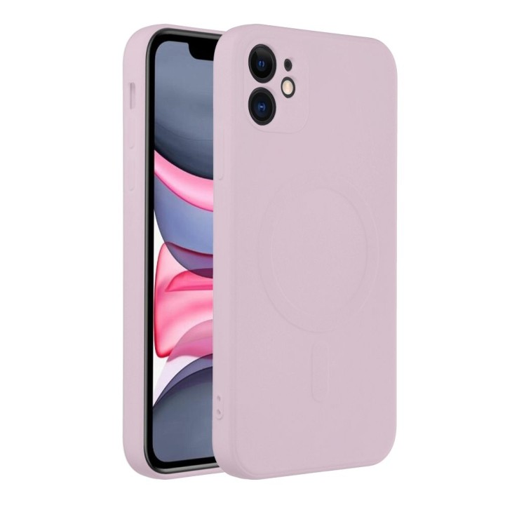 Case for iPhone 11 Silicone Mag Cover compatible with MagSafe (camera protection) pink