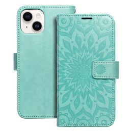 Чехол с клапаном для iPhone 14 Mezzo Book mandala зеленый