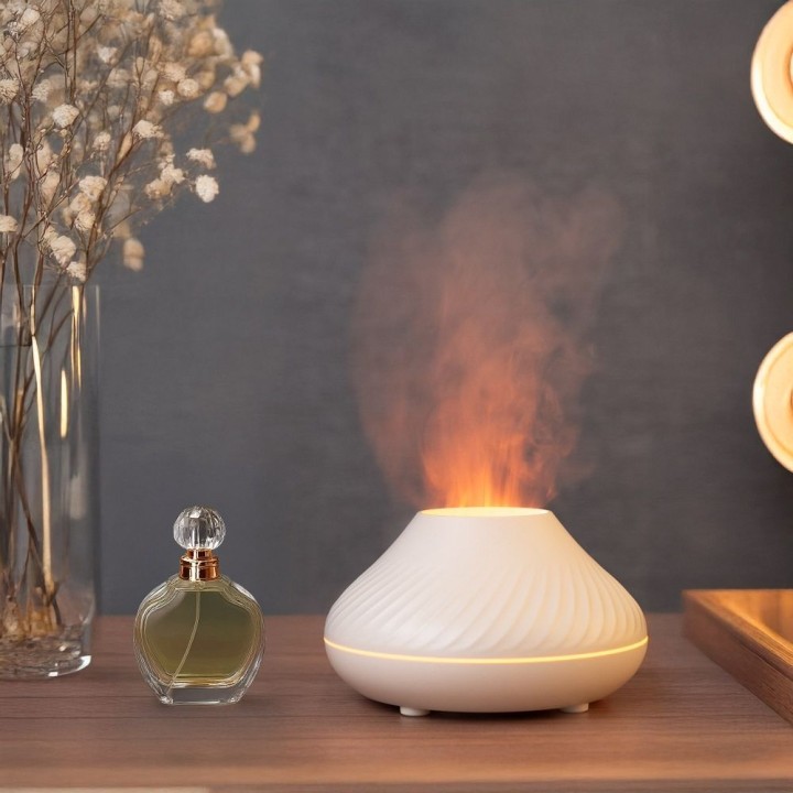 Увлажнитель / диффузор для ароматерапии с цветным пламенем Art Deco модель YMX 130 белый