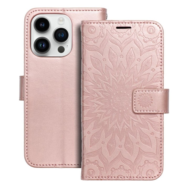 Flip case for iPhone 14 PRO Mezzo Book mandala rose gold
