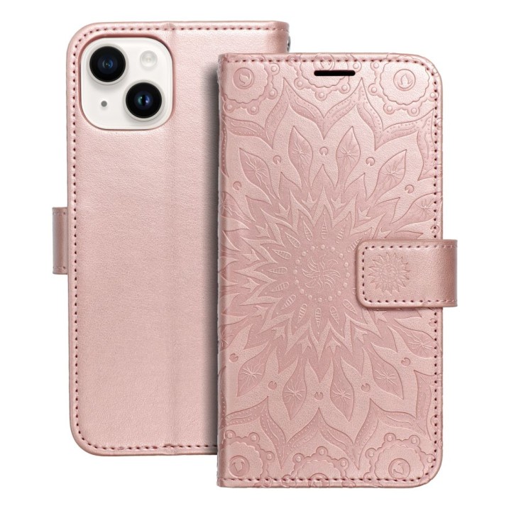 Flip case for iPhone 14 Mezzo Book mandala rose gold