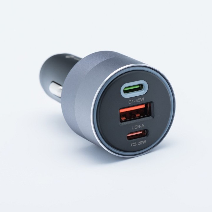 Car charger Forcell F-Energy Alu 2 x USB C + USB A QC4.0 PD SFC2.0 4,5A 65W grey