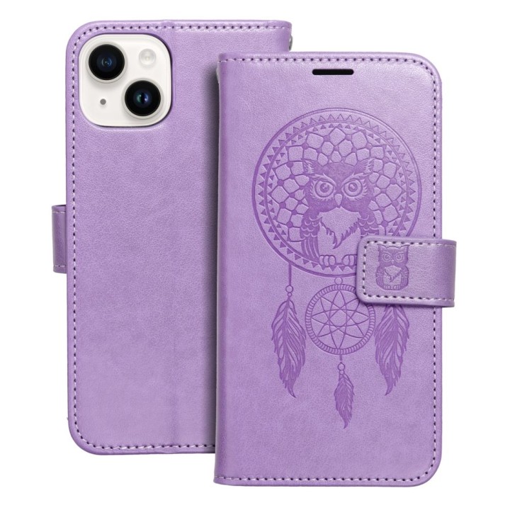 Etui z klapką na iPhone 14 Mezzo Book łapacz snów fioletowe
