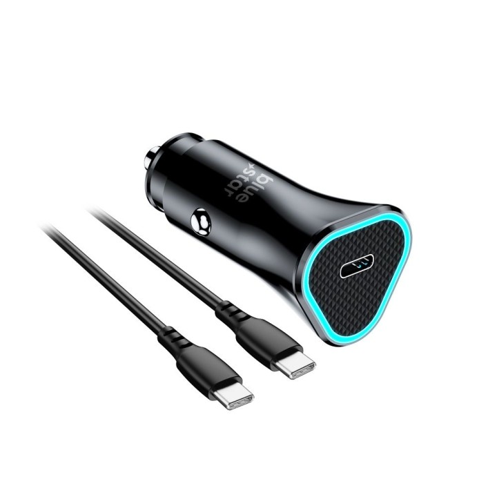Car charger Blue Star USB C QC3.0 PD AFC 3A 20W + cable USB C to USB C black