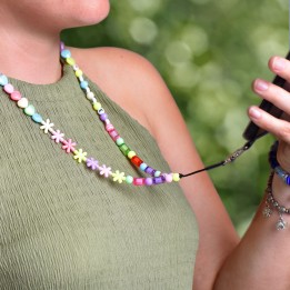 Phone lanyard, phone charm - PIXIE / cord length 68cm (34cm loop length) / neck strap - stars