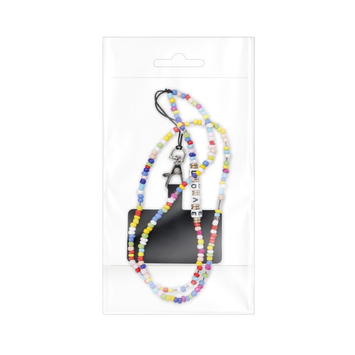 Smycz do telefonu, Zawieszka do telefonu - PIXIE / długość sznura 68cm (34cm w pętli) / na szyję - koraliki