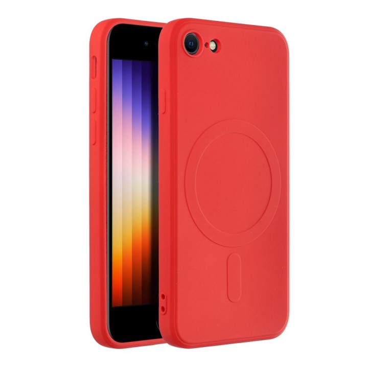 Case for iPhone 7 / 8 / SE 2020 / SE 2022 Silicone Mag Cover MagSafe compatible (camera protection) red