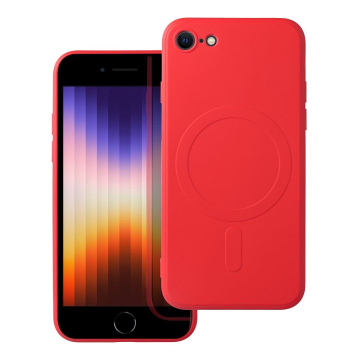 Case for iPhone 7 / 8 / SE 2020 / SE 2022 Silicone Mag Cover compatible with MagSafe (camera protection) red