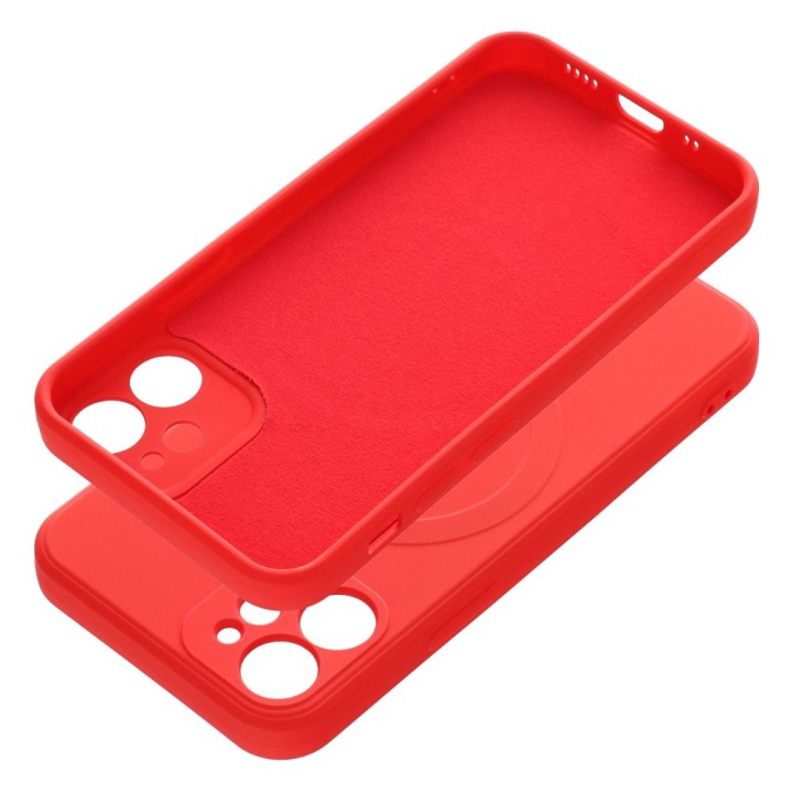Чохол для iPhone 12 MINI Silicone Mag Cover сумісний із MagSafe (camera protection) червоний