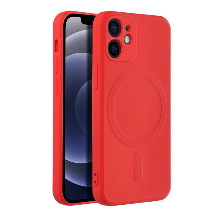 Чохол для iPhone 12 MINI Silicone Mag Cover сумісний із MagSafe (camera protection) червоний