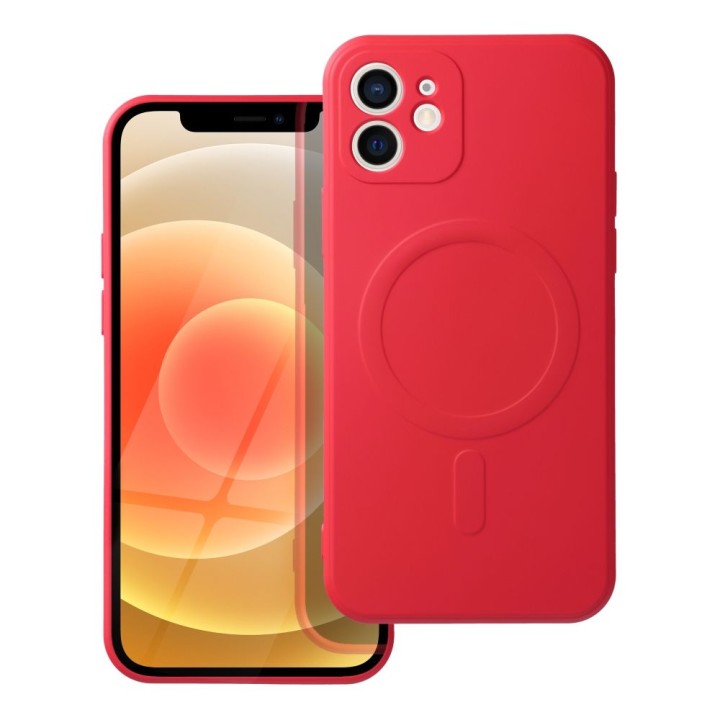 Case for iPhone 12 MINI Silicone Mag Cover compatible with MagSafe (camera protection) red