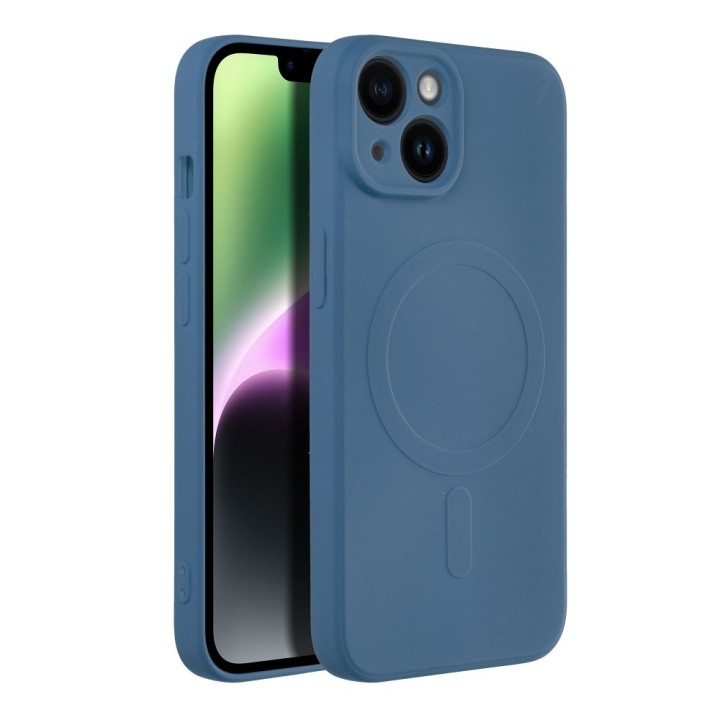 Case for iPhone 14 Silicone Mag Cover compatible with MagSafe (camera protection) blue