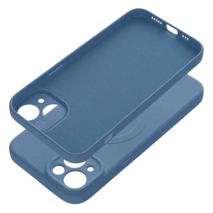 Чехол для iPhone 14 Silicone Mag Cover совместимый с MagSafe (camera protection) синий