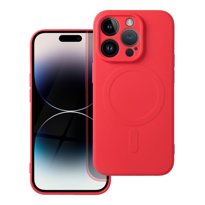 Чехол для iPhone 14 PRO Silicone Mag Cover совместимый с MagSafe (camera protection) красный