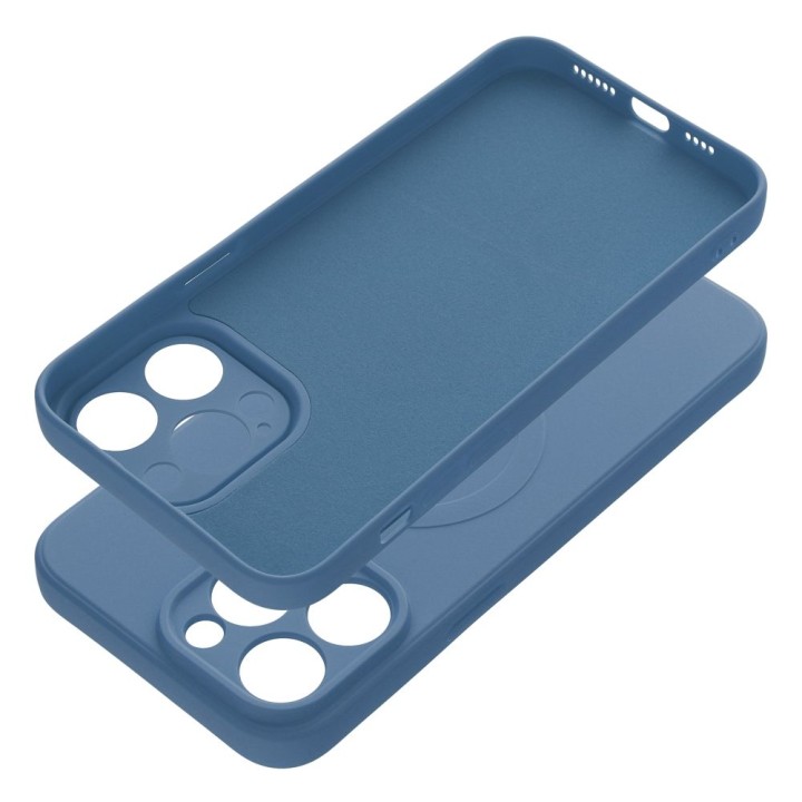 Чехол для iPhone 14 PRO MAX Silicone Mag Cover совместимый с MagSafe (camera protection) синий