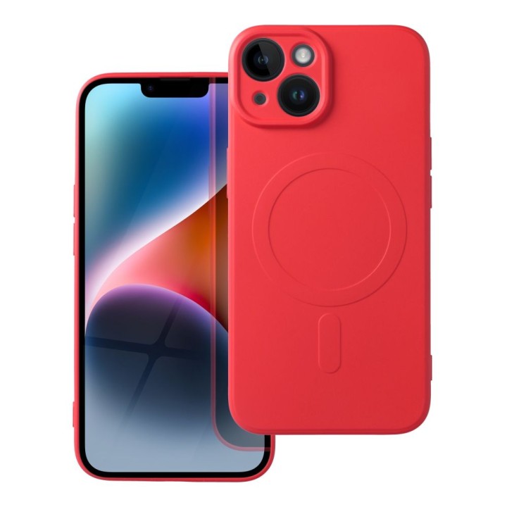 Case for iPhone 14 Silicone Mag Cover MagSafe compatible (camera protection) red