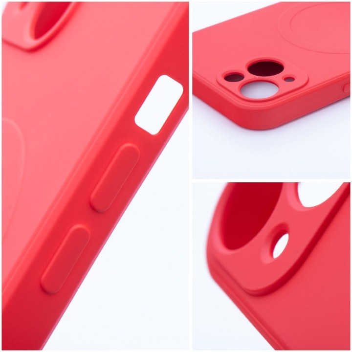 Case for iPhone 14 Silicone Mag Cover MagSafe compatible (camera protection) red