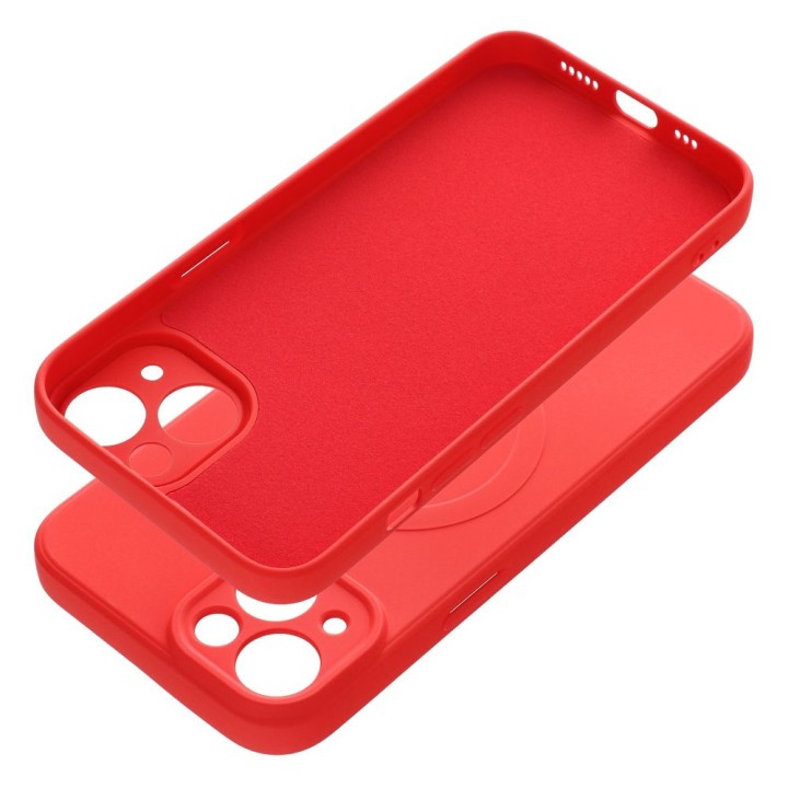 Case for iPhone 14 Silicone Mag Cover MagSafe compatible (camera protection) red