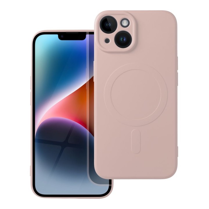 Чохол для iPhone 14 Silicone Mag Cover сумісний із MagSafe (camera protection) рожевий