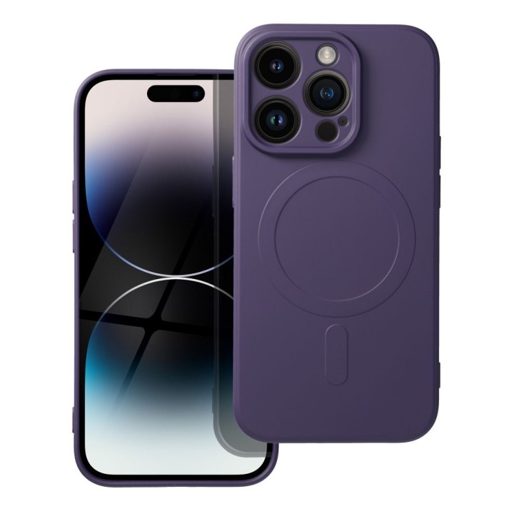 Etui na iPhone 14 PRO Silicone Mag Cover zgodne z MagSafe (camera protection) ciemnofioletowy