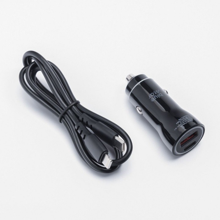 Car charger Blue Star USB C + USB A QC3.0 PD AFC PPS 3A 25W + cable USB C to Lightning black
