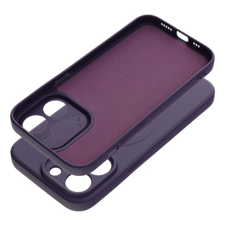 Case for iPhone 14 PRO Silicone Mag Cover compatible with MagSafe (camera protection) dark purple