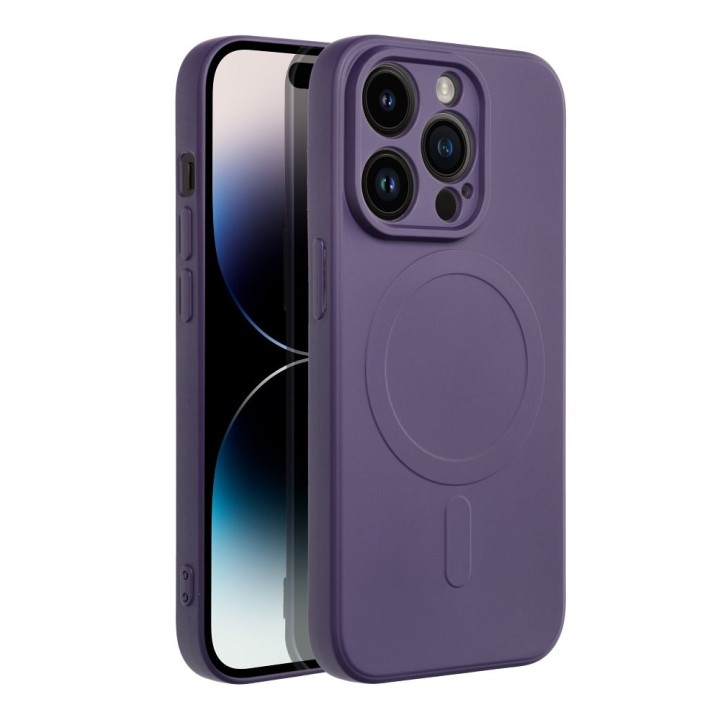 Чехол для iPhone 14 PRO Silicone Mag Cover совместимый с MagSafe (camera protection) темно-фиолетовый