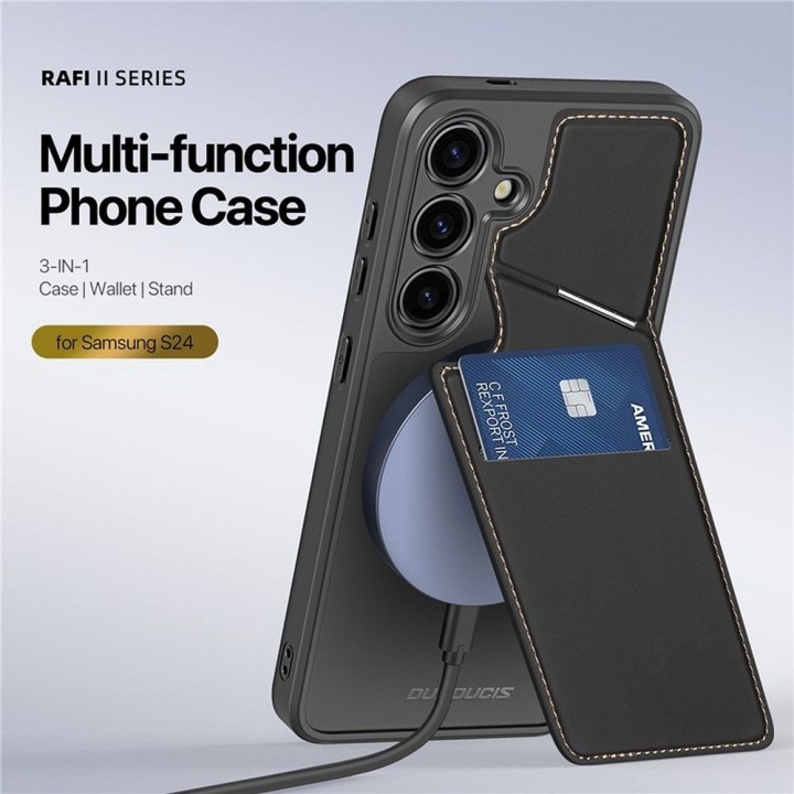 DUX DUCIS case RAFI II MAG with a stand compatible with MagSafe for SAMSUNG S24 Plus black