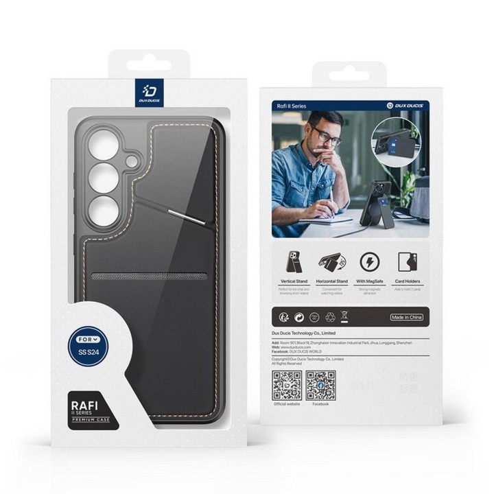 DUX DUCIS case RAFI II MAG with a stand compatible with MagSafe for SAMSUNG S24 Plus black