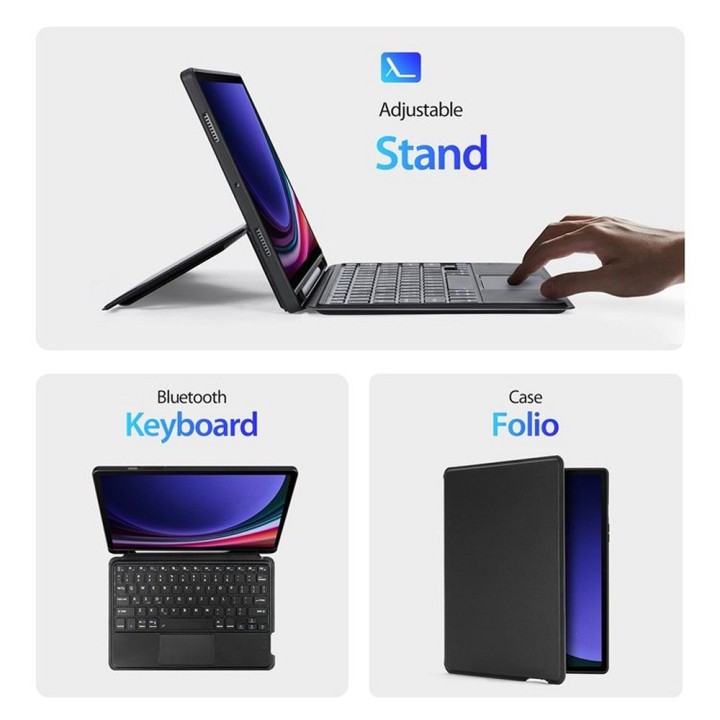DUX DUCIS case DK foldable with a wireless keyboard for SAMSUNG Tab S9/S9FE/S10FE black