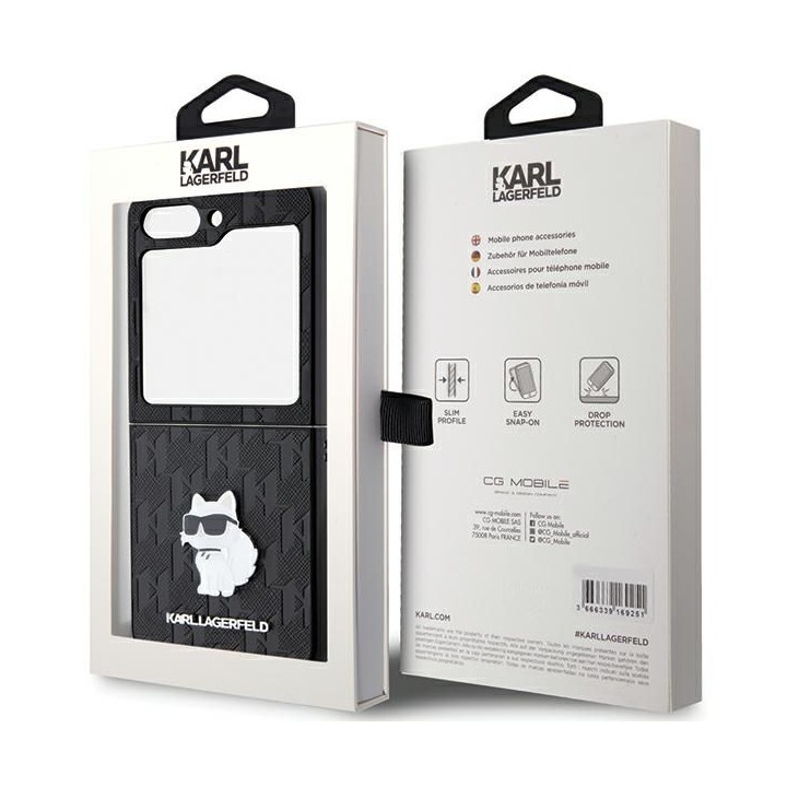 KARL LAGERFELD case for SAMSUNG Z FLIP 5 KLHCZF5SAPCHNPK (Saffiano Mono Choupette PIN) black