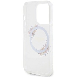 GUESS futerał do IPHONE 15 Pro Max kompatybilny z MagSafe GUHMP15XHFWFCT (Flowers Wreath) transparentny