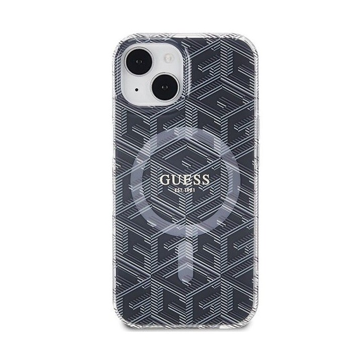 GUESS futerał do IPHONE 15 Plus kompatybilny z MagSafe GUHMP15MHGCUSTGK do iPhone 15 Plus (IML GCUBE) czarny