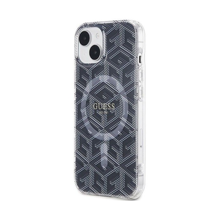 GUESS чехол для IPHONE 15 Plus, совместимый с MagSafe GUHMP15MHGCUSTGK, для iPhone 15 Plus (IML GCUBE) черный