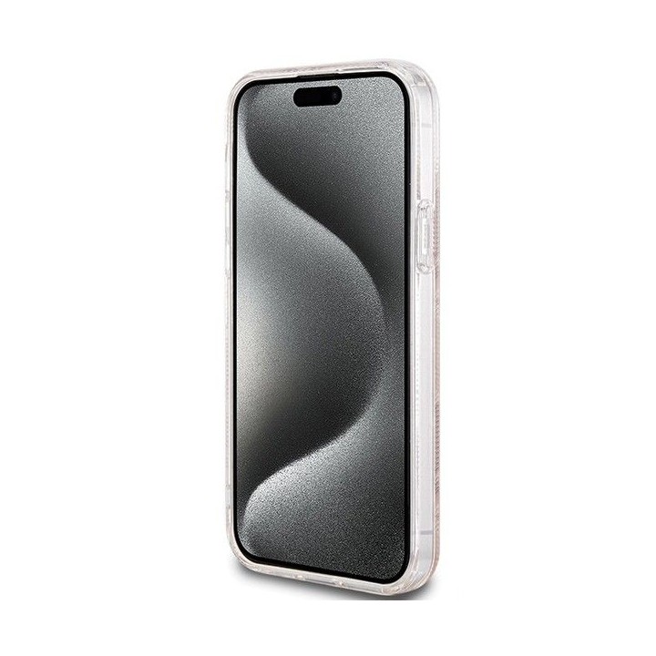 GUESS futerał do IPHONE 15 kompatybilny z MagSafe GUHMP15SHGCUSTGW (IML GCUBE) brązowy