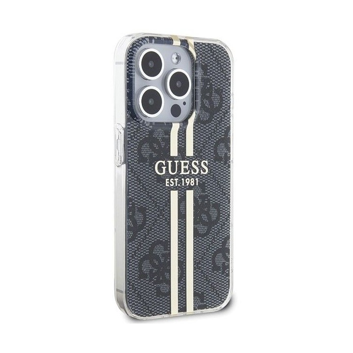 GUESS case for IPHONE 15 Pro GUHCP15LH4PSEGK (4G Gold Stripe) black