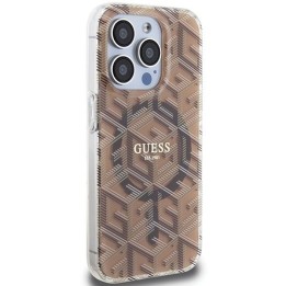 GUESS чехол для IPHONE 15 Pro совместимый с Magsafe GUHMP15LHGCUSTGW (IML GCUBE) коричневый