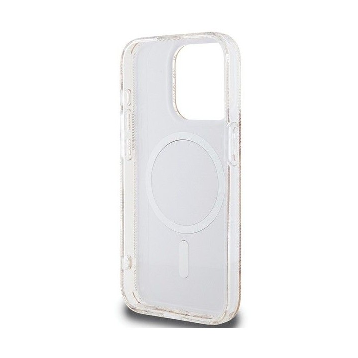 GUESS case for IPHONE 15 Pro compatible with MagSafe GUHMP15LHGCUSTGW (IML GCUBE) brown
