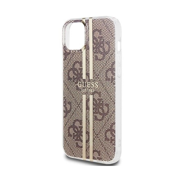 GUESS чехол для IPHONE 15 Plus GUHCP15MH4PSEGW (4G Gold Stripe) коричневый